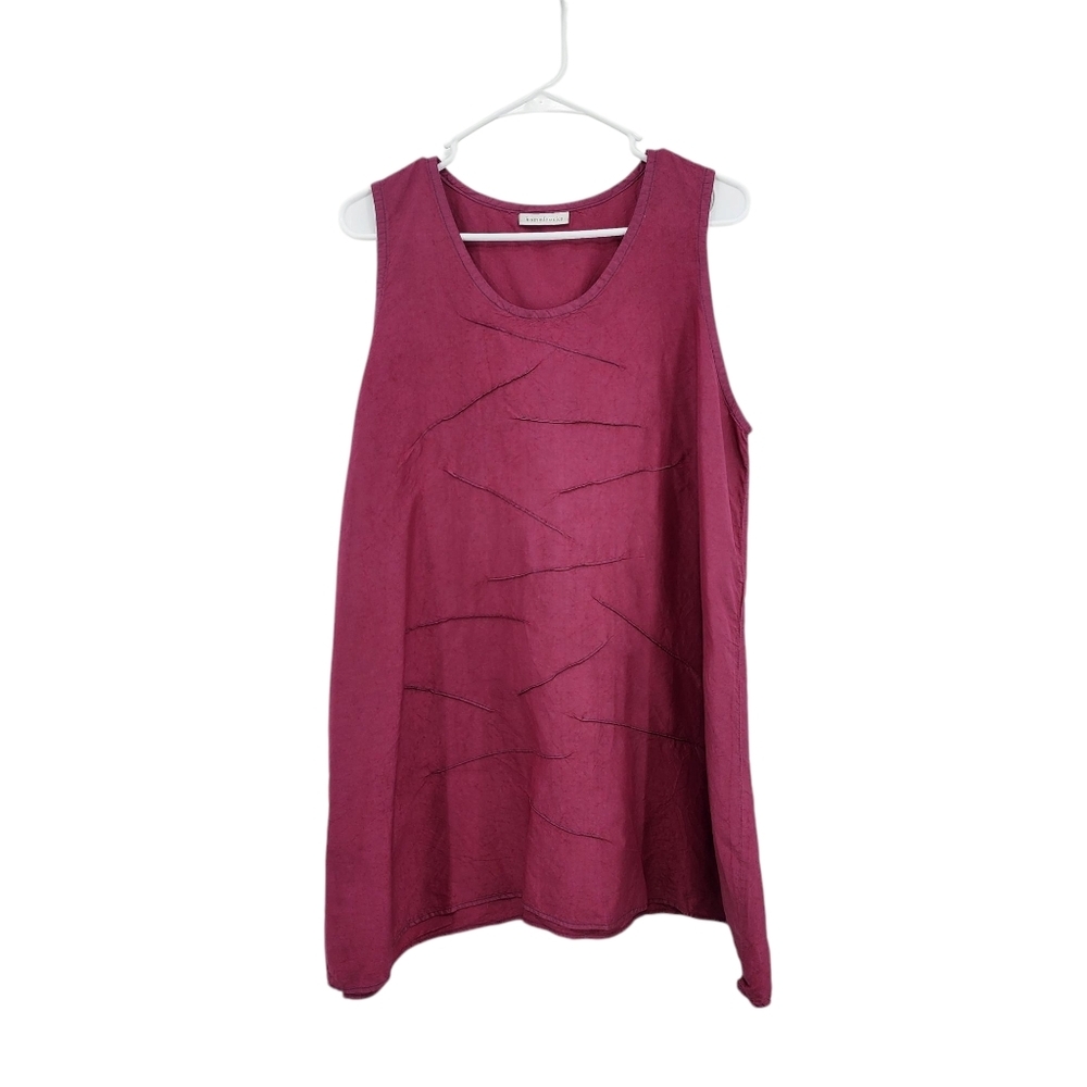 Homefrocks Women's 100% Silk Lagenlook Pintucks A-line Lightweight Tunic Top- M